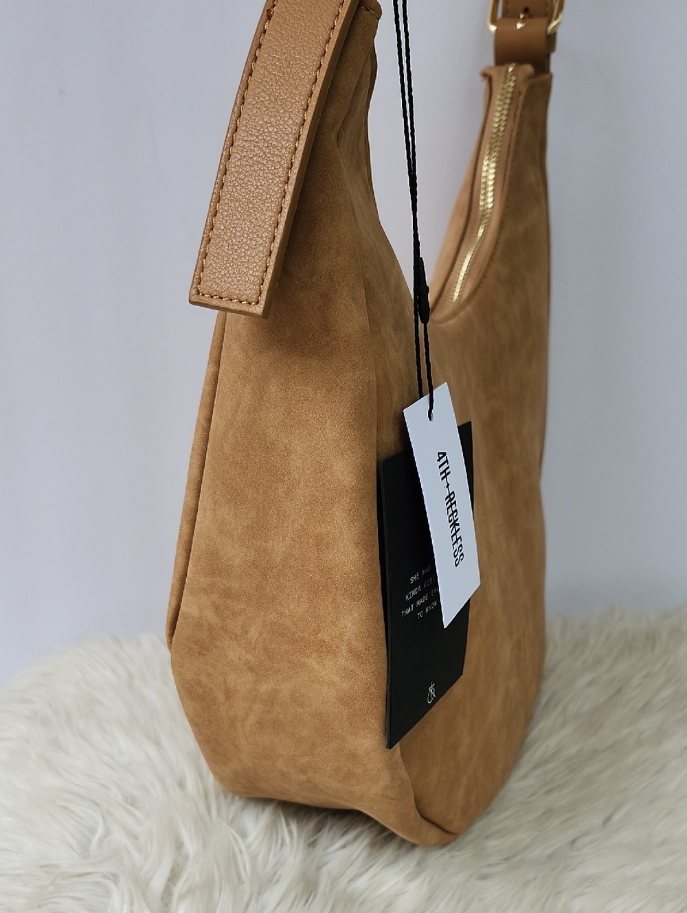 NWT 4TH + RECKLESS ANTHROPOLOGIE UNA FAUX SUEDE CRESCENT SHOULDER BAG - Picture 3 of 12
